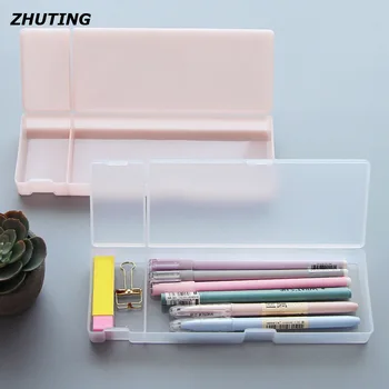 

Teaching office stationery multi - box function transparent matte plastic pencil pen jewelry box stationery