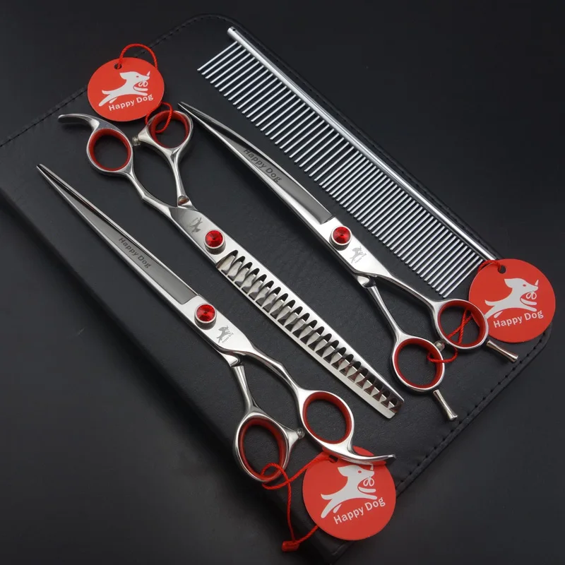 

SUS440C Professional PET GROOMING SCISSORS,8 inch Cutting & Thinning & Curved Scissors+ Steel comb + kits D238
