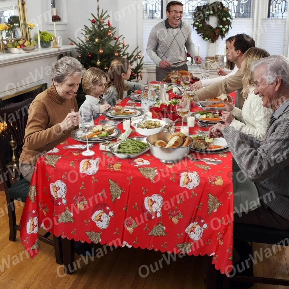 Теплое Рождественское украшение стола 175x145 см прямоугольная скатерть новогодние вечерние скатерти рождественские украшения для дома