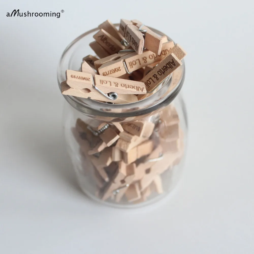 装飾用のパーソナライズされたミニ洗濯ばさみ,名前と日付の壁に装飾的