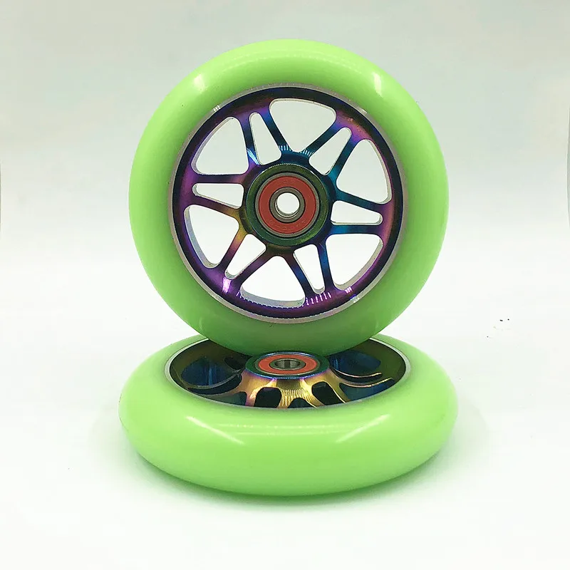 2PCS 100/110mm Stunt Scooter Wheels Multiple Choices With Aluminium Alloy Hub High elastic PU 608 ABEC-9 Bearings 88A Wheels