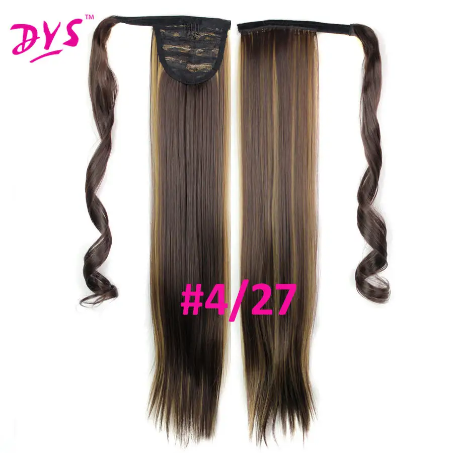 Deyngs, 24 дюйма, прямые накладные волосы, конский хвост, на заколках, хвост, шиньоны с заколками, синтетические волосы, конский хвост, волосы для наращивания - Цвет: #14