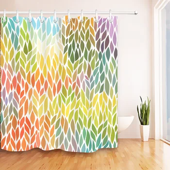

LB Abstract Colorful Leaves Extra Long Shower Curtains Bathroom Curtain Washable Waterproof Polyester Fabric For Bathtub Decor
