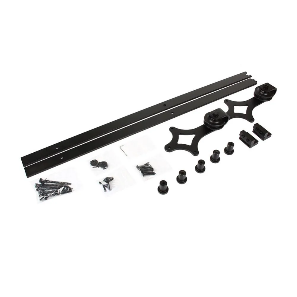 

Clearance 6FT Rail Sliding Barn Door Track Heavy Duty Fittings For Wood Door Sliding Barn Track Sysem
