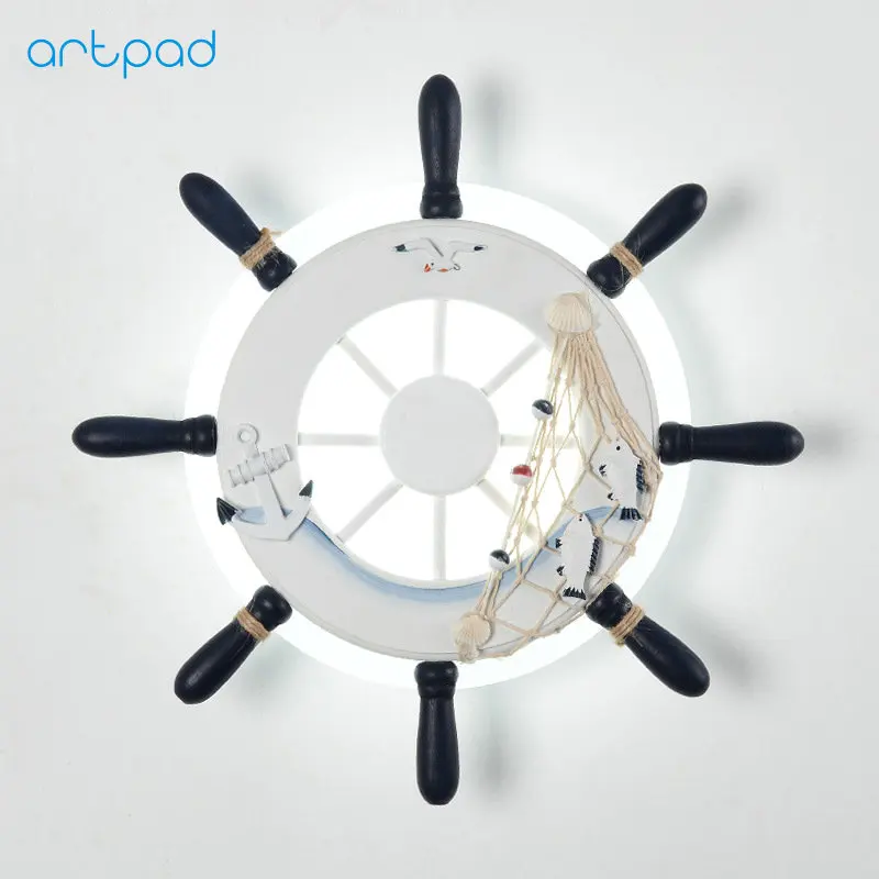  Artpad Nordic Mediterranean Rudder Beside Children Bedroom Wall Lamp Parlor Modern Creative Backgro - 32919477744