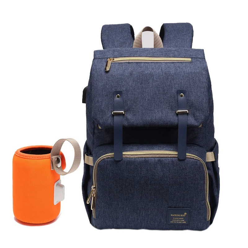 Сумка для подгузников, мам рюкзак папы детская коляска Сумка водонепроницаемая сумка Оксфорд пеленки для ухода комплекты Сумка для беременных USB держатель нагревателя - Цвет: Blue