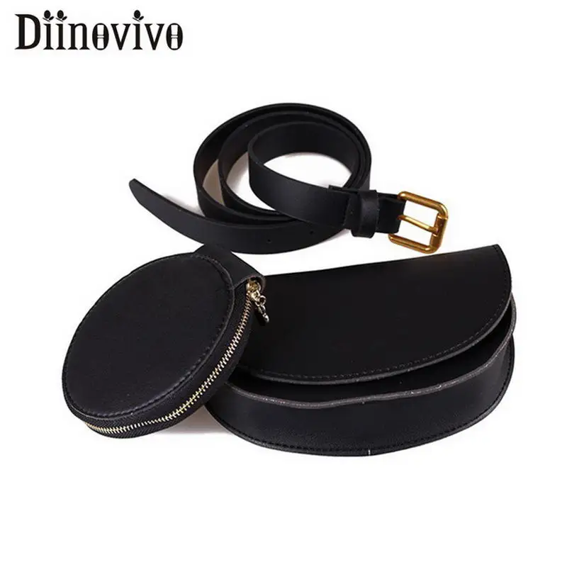 

DIINOVIVO Half Round Fanny Pack For Women's Belt Bag Combined PU Leather Waist Bag Hip Bum Bag Female Simple Coin Bags WHDV1111