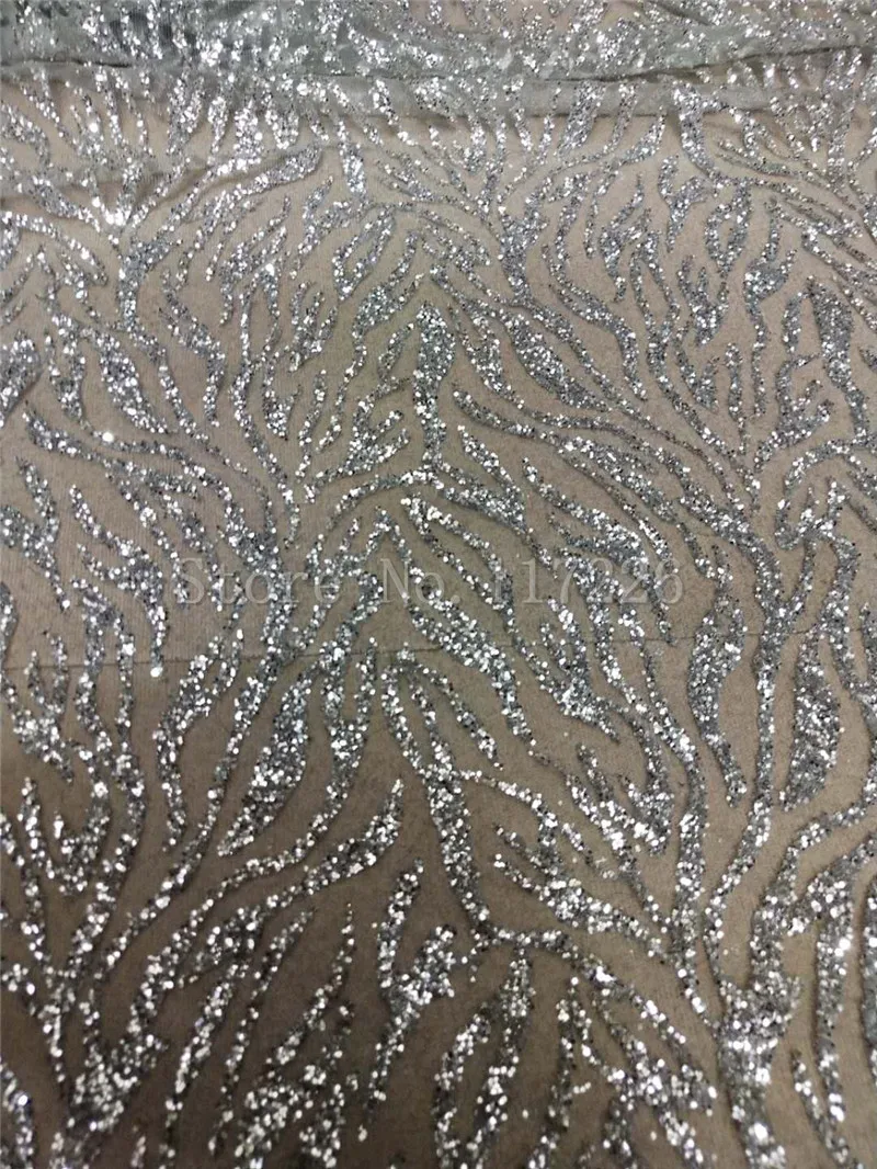 

hot sale JRB-70805 african glued glitter sequins tulle mesh fabric shining glued glitter sequins lace fabric for party dress