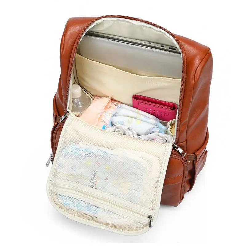 Многофункциональный Детский подгузник, подгузник, кожаный рюкзак для мам, большая вместительность, дорожная сумка для беременных, сумка для пеленания, ремни для коляски