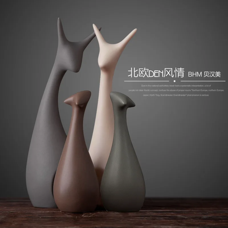 Nordic ceramic crafts ornaments home accessories creative home TV cabinet ceramic deer gift wholesale