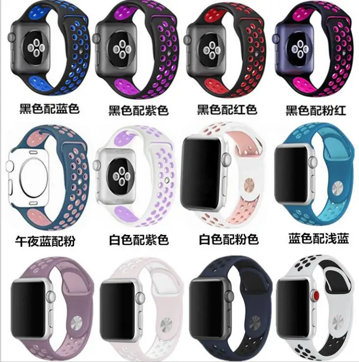 Роскошный брендовый силиконовый ремешок для часов Apple watch iwatch 1 2 3 серии 4 38 мм 42 44