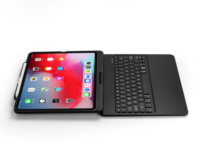 [Новое] Bluetooth клавиатура чехол для Apple iPad Pro 12,"(), 360 вращение и 7-Цвет с подсветкой, на застежке, чехол, жесткий Беспроводной клавиатура