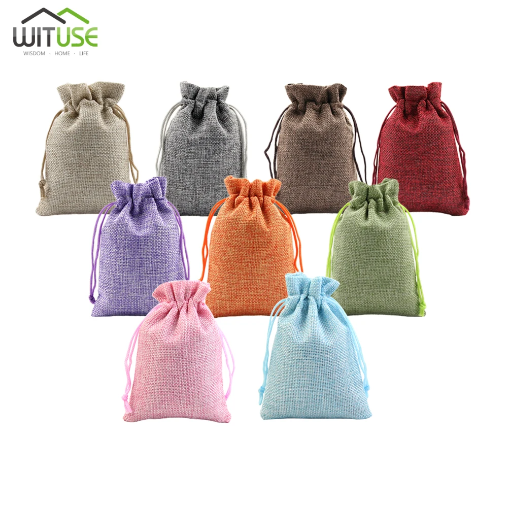 

5pcs/lot Linen Jute Gift Bags 10x14 13x18 7x9cm Muslin Cosmetics Gifts Jewelry Packaging Bags Cute Drawstring Gift Bag & Pouches