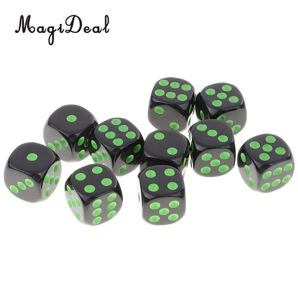 MagiDeal Durable 10Pcs Plastic D6 Dice Set for Dungeons& Dragons RPG Table Board Game Party Club Pub Dice Accessory 3 Colors