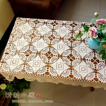 

Fresh water lotus iris hand crochet crochet American country cotton woven openwork fabric table linen beibai