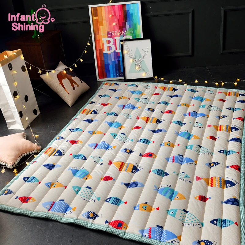 

Cotton Play Mat Children Mat 55x73IN Soft 2CM Thickness Living Room Educational Mat Folding Non-slip Machine Washable