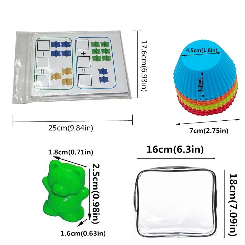 Счетные медведи со штабелирование чашек Радуга соответствующие игры Обучающие цвета Сортировка для малышей Детские игрушки хранения обучения карты