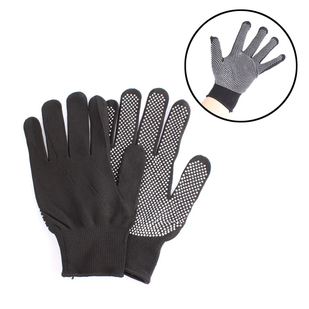 

1 Pair Hair Straightener Curling Tong Hairdressing Heat Resistant Finger Gloves Skid Resistance Burn-proof Black Grey