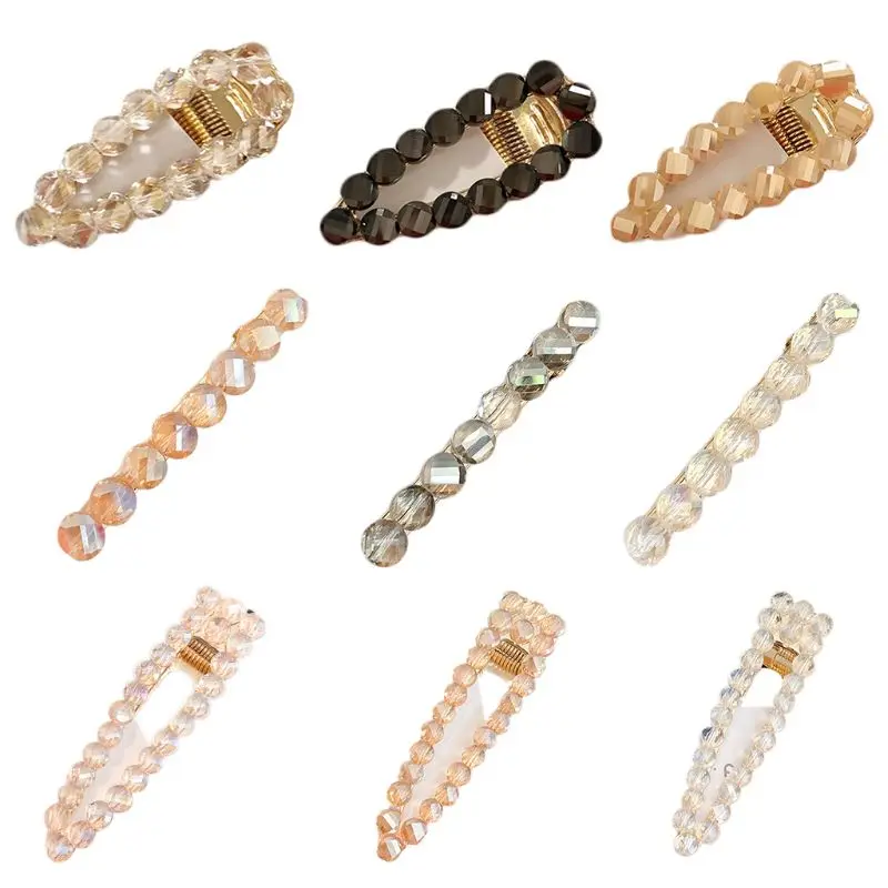 

Minimalist Shimmer Imitation Crystal Hair Clip Ladies Decorative Side Bangs Geometric Hairpin Wedding Metallic Duckbill Barrette