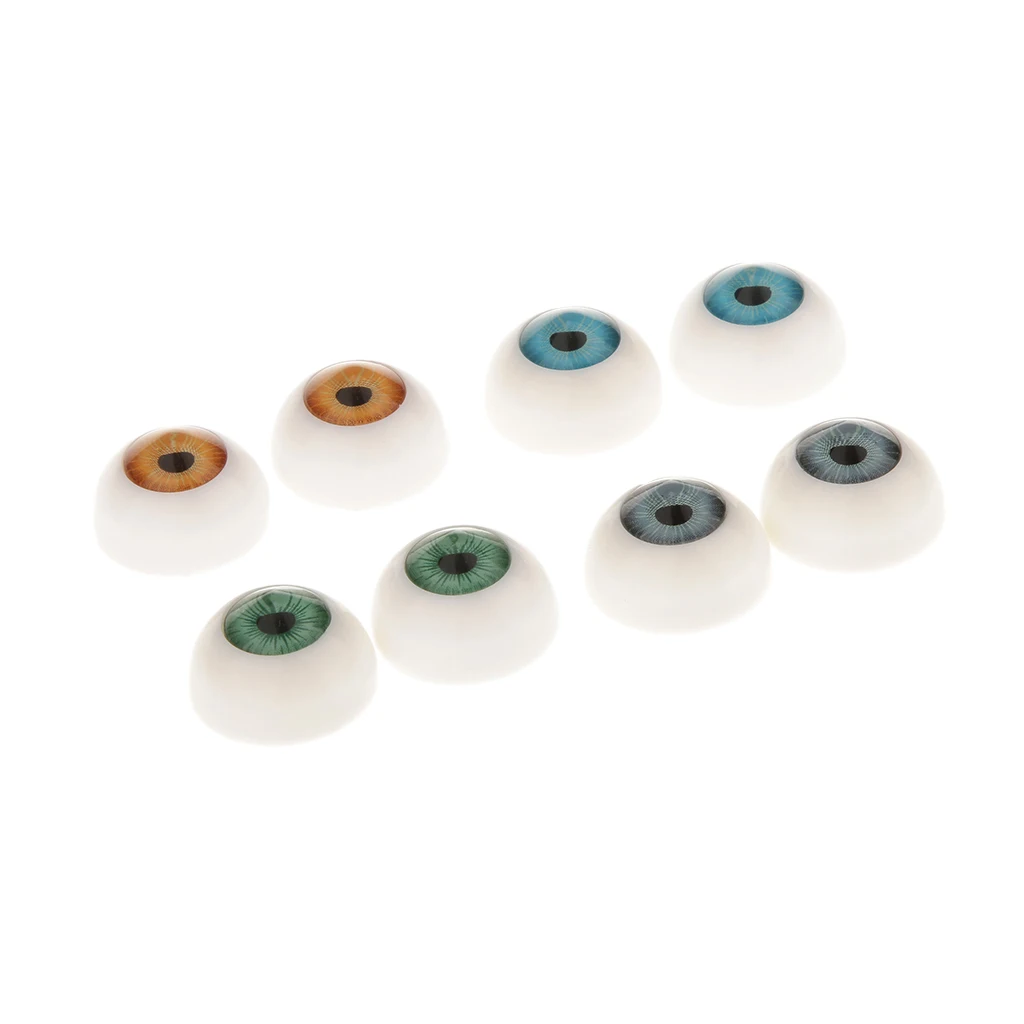 8pcs Realistic Half Round Fake Eyes Eyeballs DIY Halloween Prop Horror Mask Doll Bear Animals Making Supplies 20mm