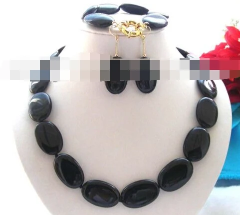

Free shipping charm Jew.656 Black Necklace Bracelet Earrings set