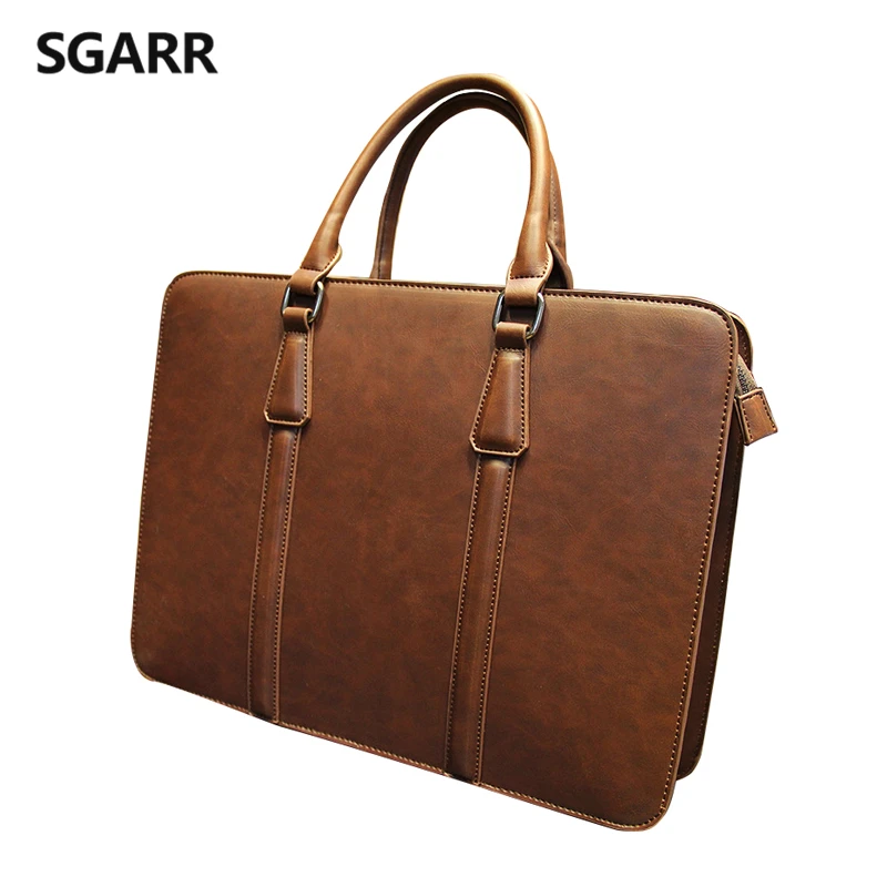 

Men's Vintage Crazy Horse PU Leather Briefcases Men Business Shoulder Bags Large Handbag Messenger Bag Travel bag For A4 Documen
