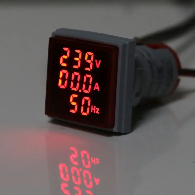 Цифровой 3в1 вольтметр-Амперметр AC Гц измеритель частоты тока квадратный сигнальный светильник 22 мм Цифровой усилитель напряжения Hz светодиодный индикатор лампы