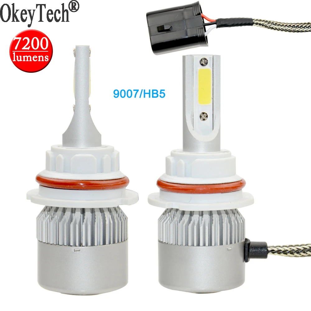 

9007/HB5 LED Car Auto Headlight Bulbs COB Chip 12V~24V 6000K 330 Degree Head Lamp Fog Light 80W Hi/Lo Beam 7200lm Conversion Kit