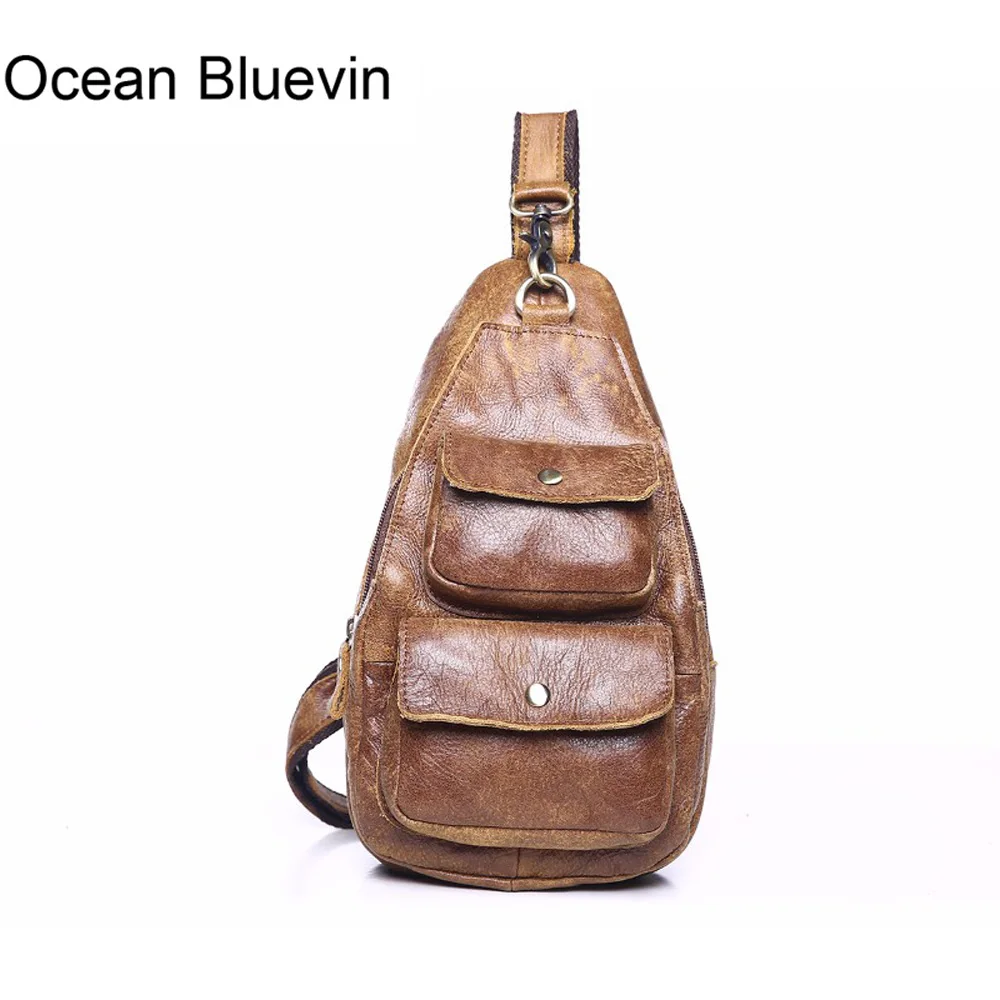 OCEAN bluewin новая популярная кожаная нагрудная сумка на молнии с пряжкой мужская