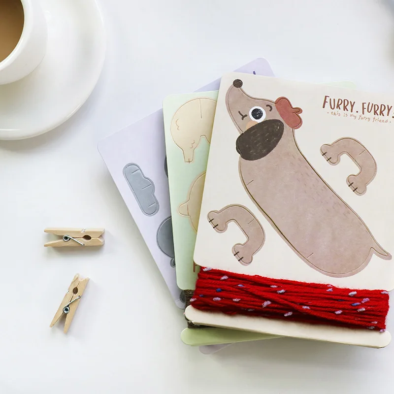 Giveu 1pcs Cute 3d Standing Animals Birthday Cards With Wool Gift Card Diy Message Greeting Card New Cards Invitations Aliexpress