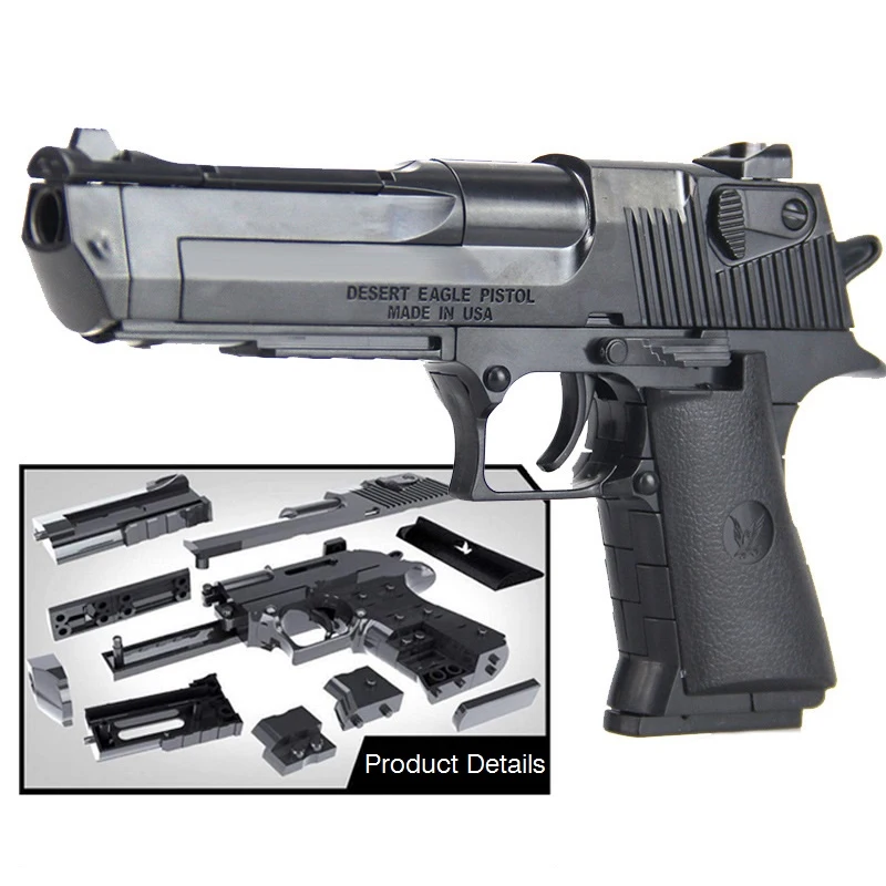 DIY building blocks toys weapon Desert Eagle and BERETTA Revolver wtih bullet plastic pistol model for children's boys