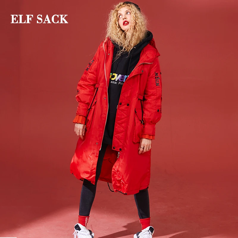 

ELF SACK New Warm Down Jacket Woman 90% White Duck Down Coat Women Casual Knitted Thick Jacket For Femme Winter Wearing Coats