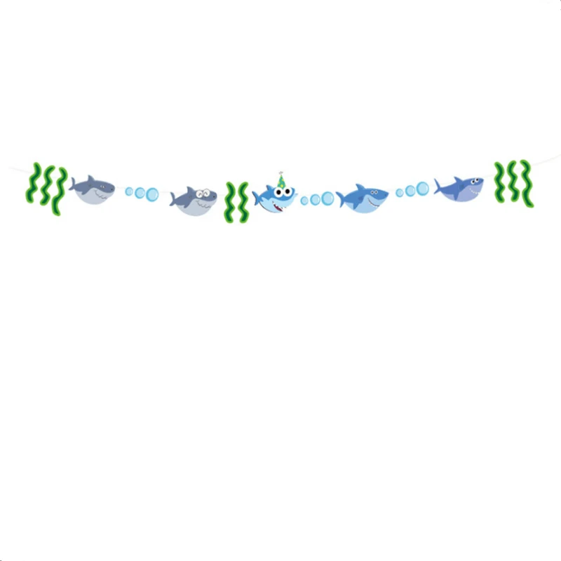 Акула с днем рождения баннер Акула флажки для торта синие латексные шары детский день рождения украшения детский душ вечерние морские принадлежности - Цвет: banner 3