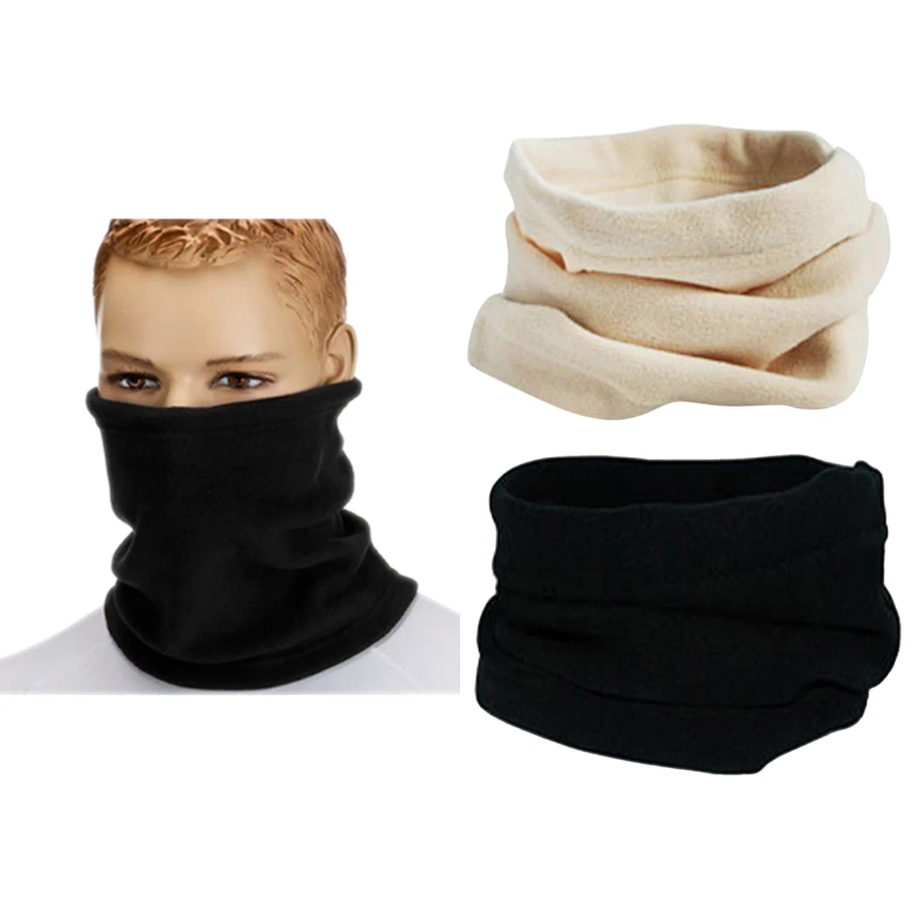 Pack of 2pcs Men Women Polar Fleece Neck Warmer Comfy Snood Scarf Ski Motorbike Masks