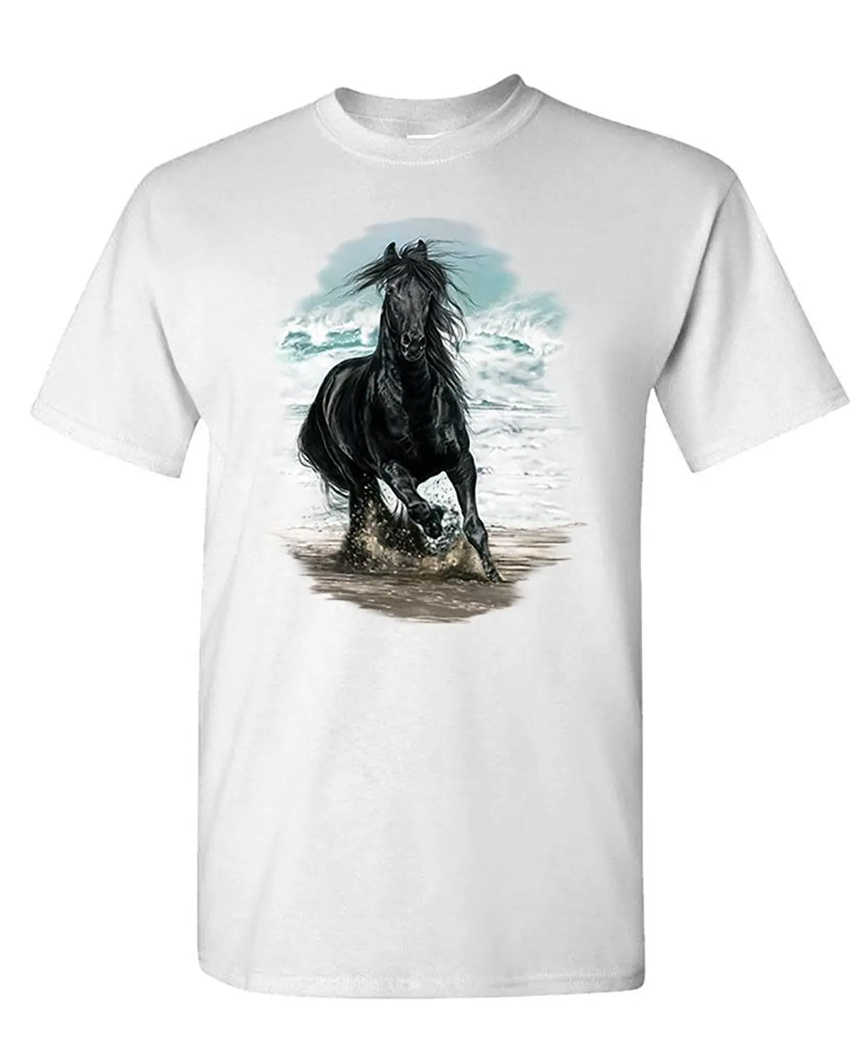 Top Design Short Sleeve Cotton Party Shirts On The Beach Horse Stallion
