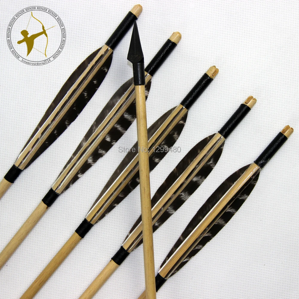Free shipping 6 Pcs Hot Wood Shaft Hunting Arrows Archery Self Nocks