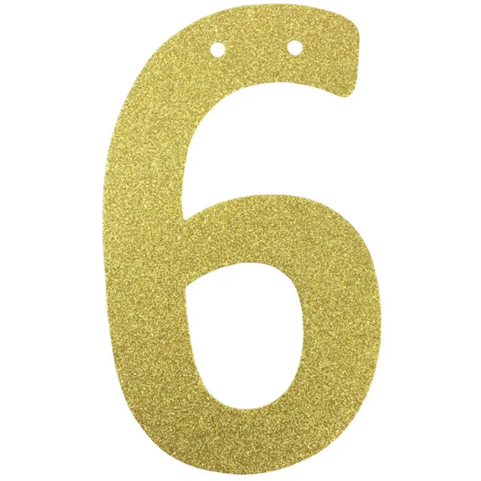 

(1pc Only) Personalized 6inch DIY Glitter Paper Gold Number Banners/Garlands Hanging Birthday Party Decorations