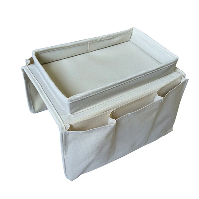 tel/éfonos celulares Sof/á Bandeja de Brazo y caj/ón de Bolsillo como Soportes para Libros ISKYBOB Control Remoto de TV y Organizador de apoyabrazos Beige