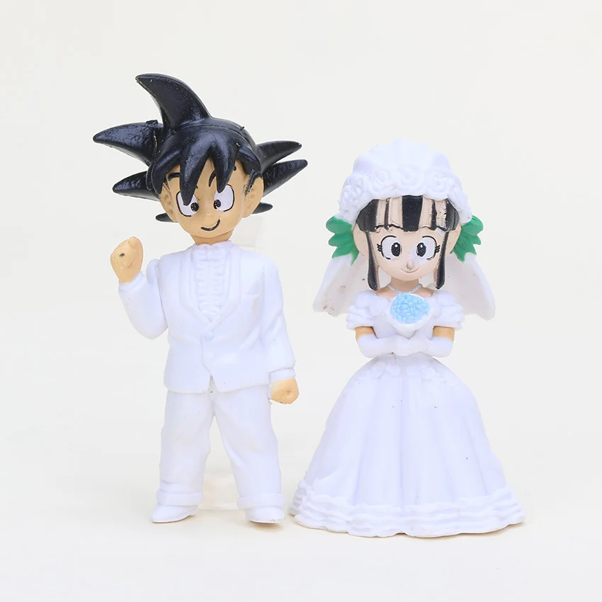 

2pcs/lot 11cm Anime Dragon Ball Z Son Goku Chichi Wedding PVC Action Figure model Toys gifts for collection