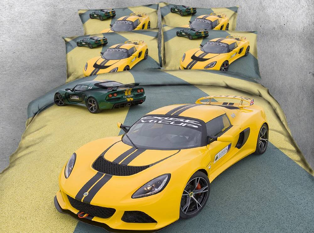 

Yellow sports car 3d effect photo bed linen can be customized photo pattern