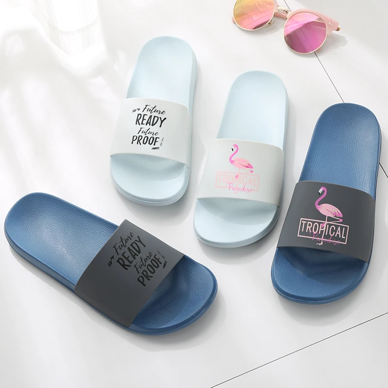 Flamingo Slippers Women Summer Beach Slides Ladies 2018 Large Size 45 Casual Flats Sweet Flip Flops Sandals Lovely Women Shoes