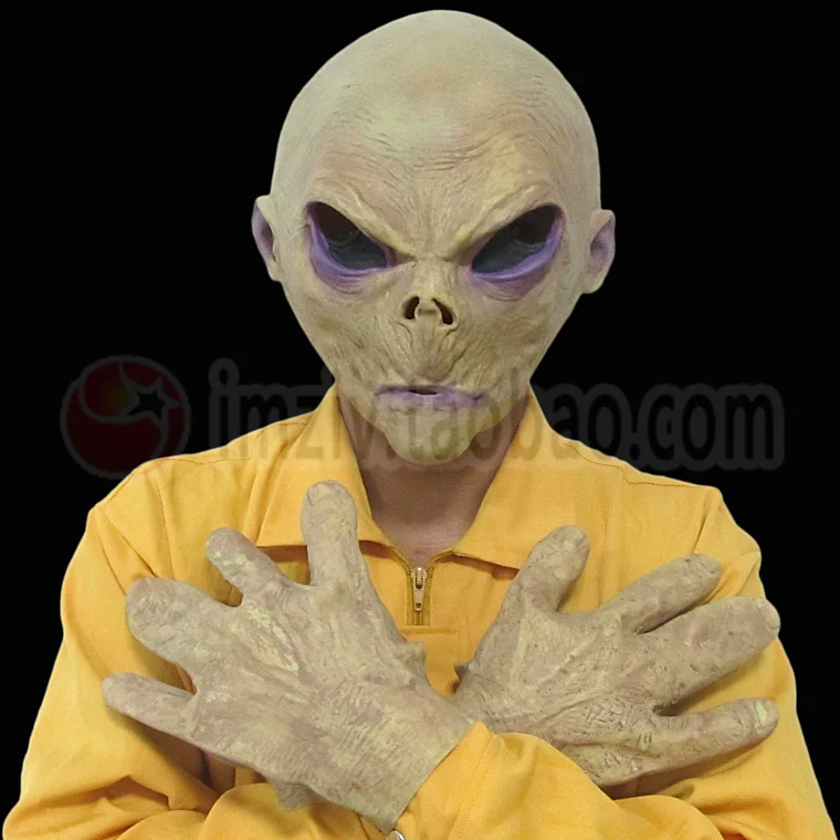 

2017 New Scary Silicone Alien UFO Mask Extra Terrestrial Party ET Mask Horror Rubber Latex Masks Gloves Costume Party Cosplay