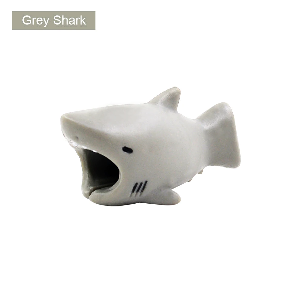 CHIPAL животное укуса провода намотки для Android USB органайзер для кабеля зарядного устройства протектор чомперы Акула кошка поросенок тигр держатель телефона - Цвет: Grey Shark