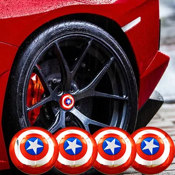 

ANTINIYA 56mm Captain America Shield Logo Car Styling Car Steering Wheel Center Hub Cap Emblem Badge Universal Fit 4pcs