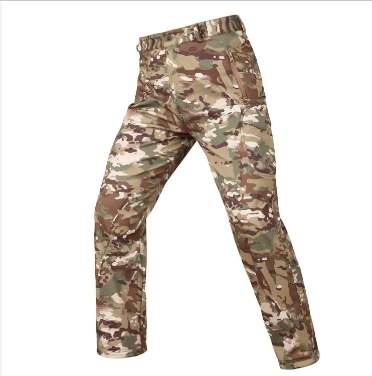 Утолщенные охотничьи брюки для мужчин и женщин, уличные осенне-зимние флисовые брюки, водонепроницаемые тактические брюки высокого качества, походные брюки - Цвет: camo2