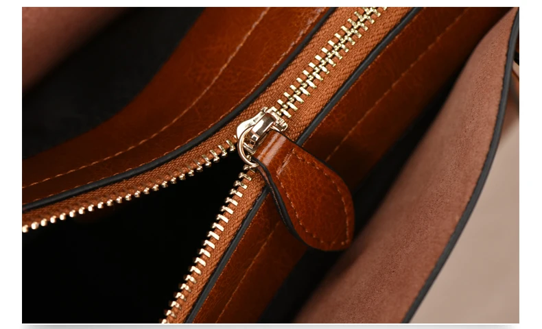 GESUNRY Brand 2018 Fashion Women Handbag Genuine Leather Women Bag Soft Oil Wax Leather Shoulder Bag Large Capacity Casual Tote (15)