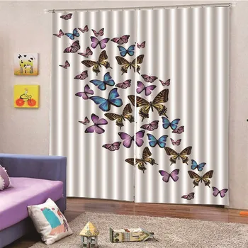 

3D Digital Print Modern Butterfly Blackout Curtains for Living Room Bedroom Window for Solid Thick Fabric Drapes Custom made M13