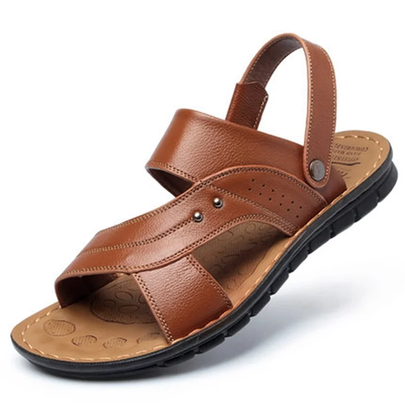 New arrival 2017 summer male sandals men genuine leather shoes open toe