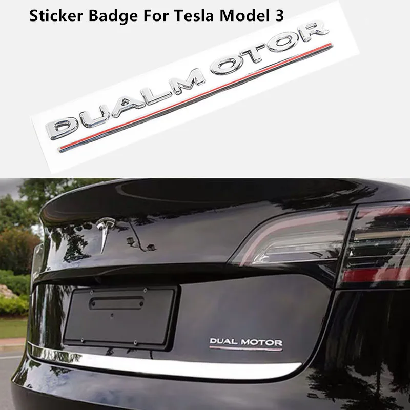 

Dual Motor Decals 3D ABS Car Rear Trunk Emblem Sticker Badge For Tesla Model 3 18-19