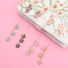 4 шт./компл. Kawaii красочные вишня в цвету и металлической подвеской; Закладка для книги книга мультфильма Держатель Подарочные канцелярские товары